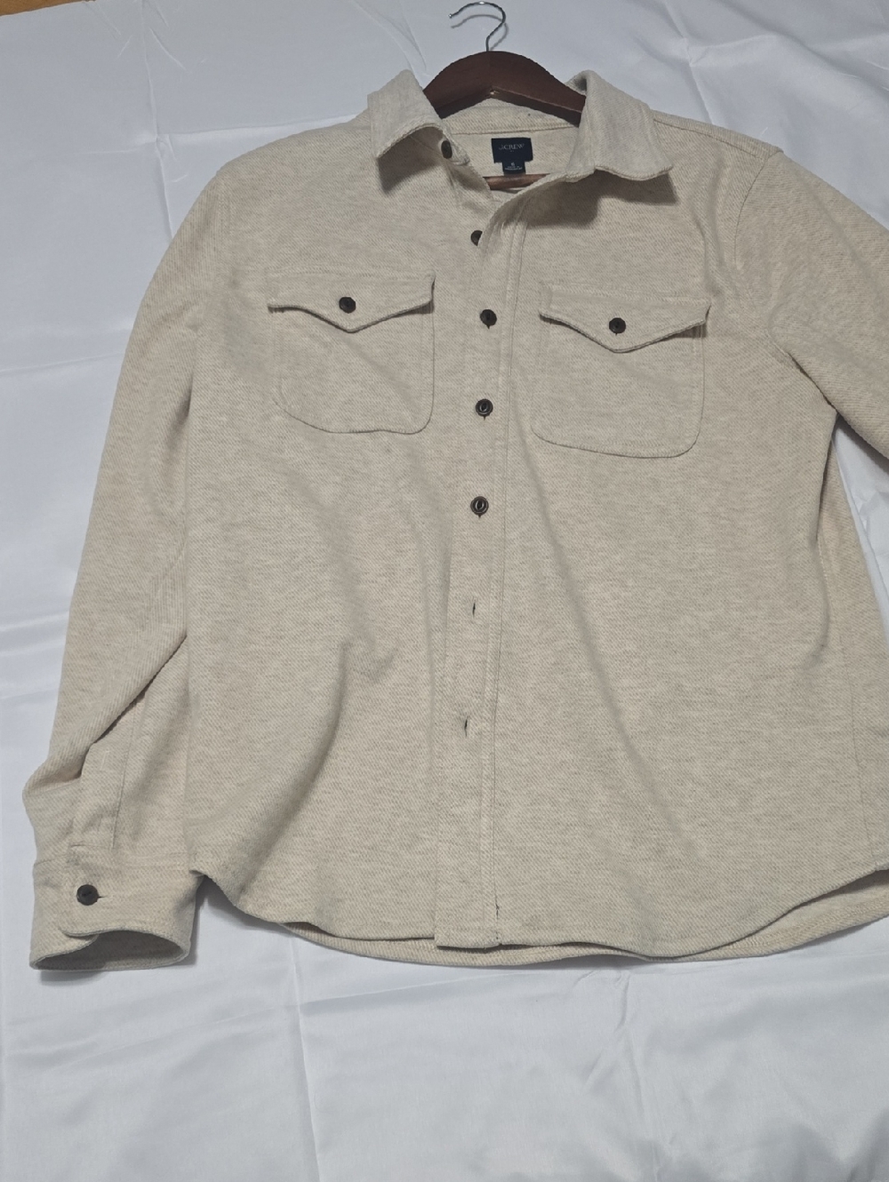 J. Crew Cream Button-Up Shirt Jacket